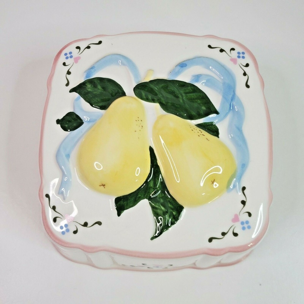 Vintage Silvestri Ceramic Fruit Mold Wall Hanging Pears Hand Painted
